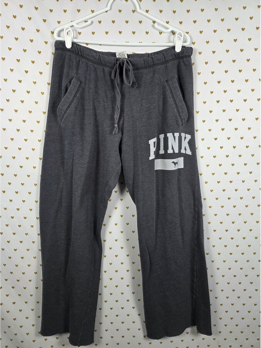 Victorias Secret PINK Grey Medium Logo Boyfriend Flare Diaper Butt Sweats